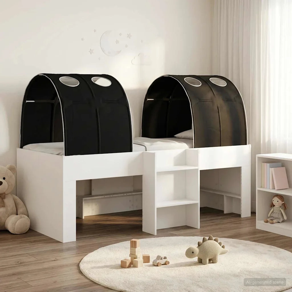 Letto con Tunnel 4 pcs Bianco e Nero Legno ingegnerizzato 3423550