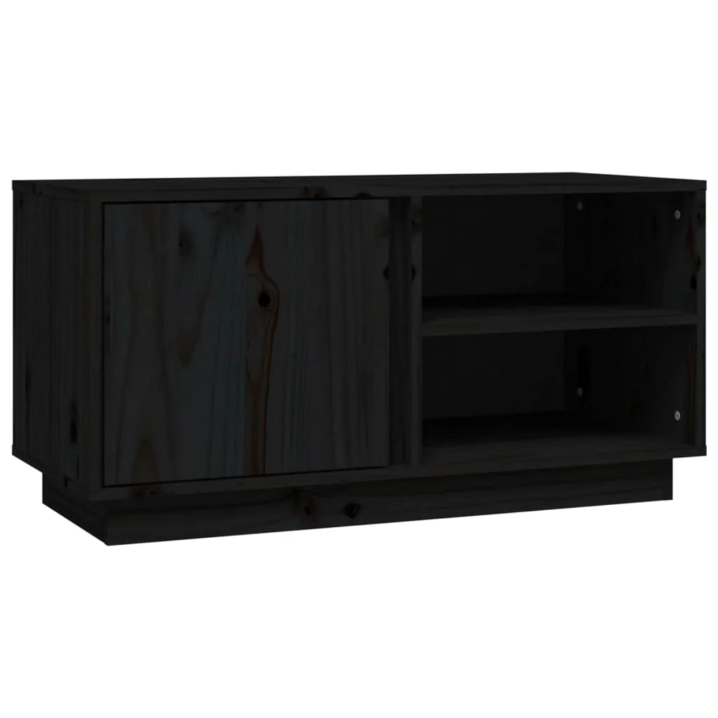 Mobile TV multimediale scaffale TV credenza mobile TV sala da pranzo soggiorno camera da letto 80 x 35 x 40,5 cm legno di pino massiccio nero 02_0026281