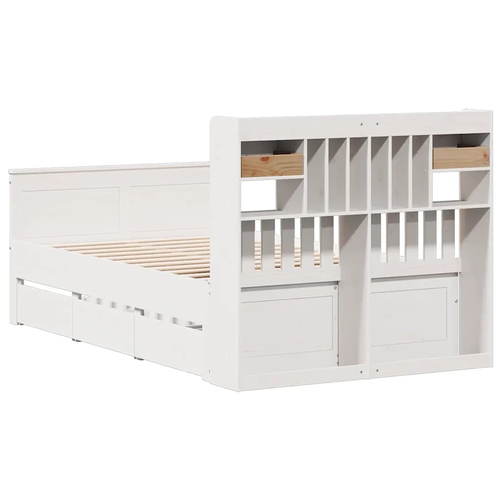 Letto Libreria senza Materasso Bianco 135x190 cm Legno di Pino 3308937