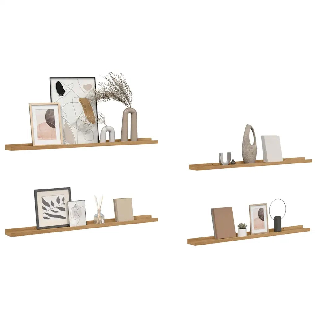 Scaffale da parete con lo scaffale 4 pcs Marrone 100 x 9 x 3 cm