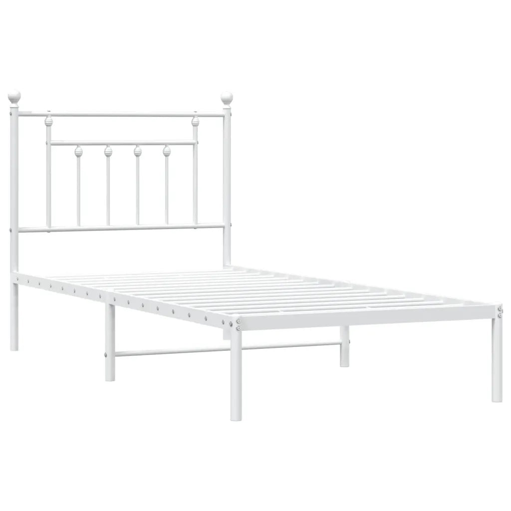 Giroletto con Testiera-Struttura Letto con testiera Metallo Bianco 80x200 cm 285649