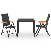 Set da Pranzo da Giardino 3 pz | Set Salotto da Giardino Nero e Marrone