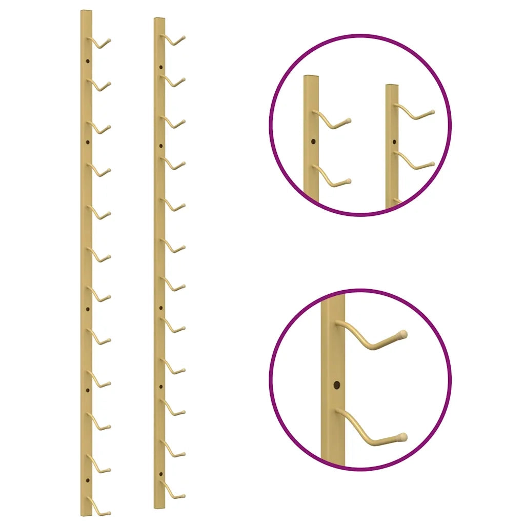 Portavini da Parete per 12 Bottiglie 2 pz Oro in Ferro CFW6772047