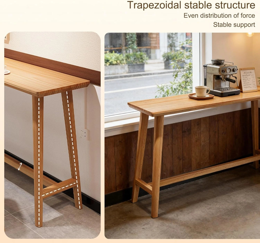 Tavolo Alto Bancone Bar in Legno Tavolo Cucina Salvaspazio Tavolino Alto e Stretto da Balcone per Soggiorno e Sala da Pranzo Bar Ristorante(220X40X105CM)