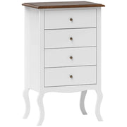 Cassettiera con 4 Cassetti ¨C Zephmum ¨C Bianco e Rovere 60x40x98,5 cm