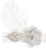 Cintura per neonati bianca con fiori di strass e bordo