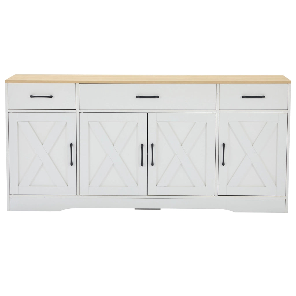 Moderno Sideboard Bianco Multifunzionale - Zephmum- In Legno per Soggiorno e Sala da Pranzo con Decorazione
