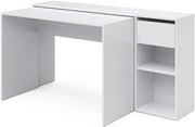 Scrivania Ben, Bianco, 145 x 46.4 cm, con piano di lavoro e ripiani aperti per l'organizzazione