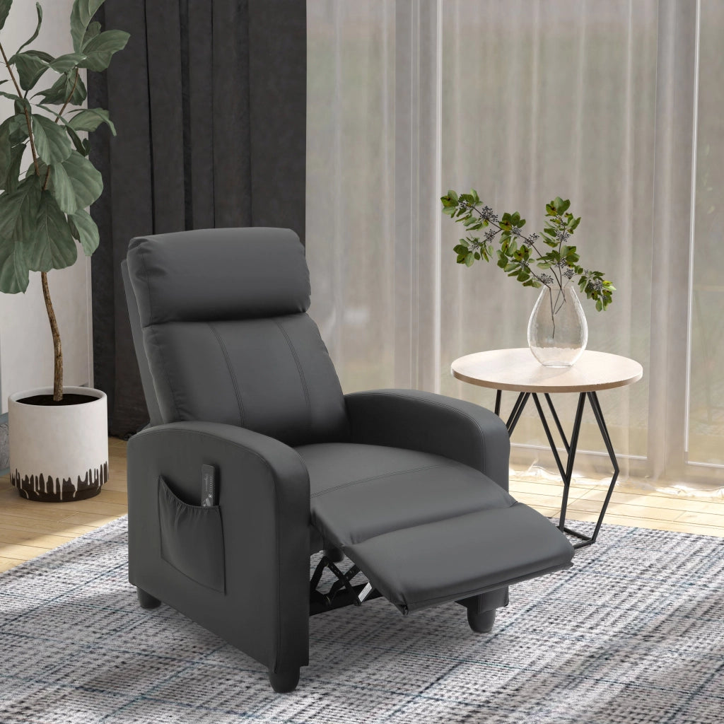 Poltrona Relax Massaggiante 68x88x98 cm con Telecomando in Similpelle Nera
