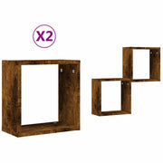 2 pz Mensole | Ripiano | Scaffale a Cubo Rovere Fumo 30x15x30 cm