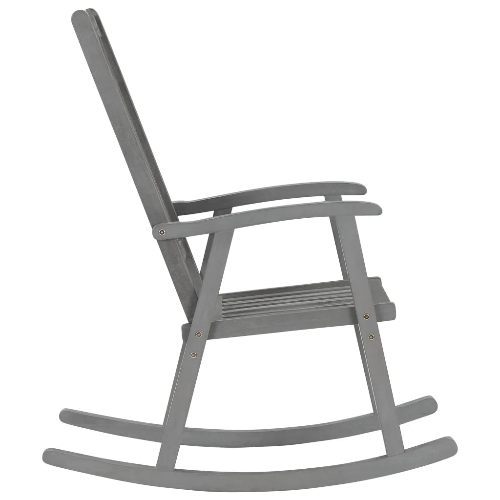 Sedia a Dondolo Grigia in Legno Massello di Acacia 311845