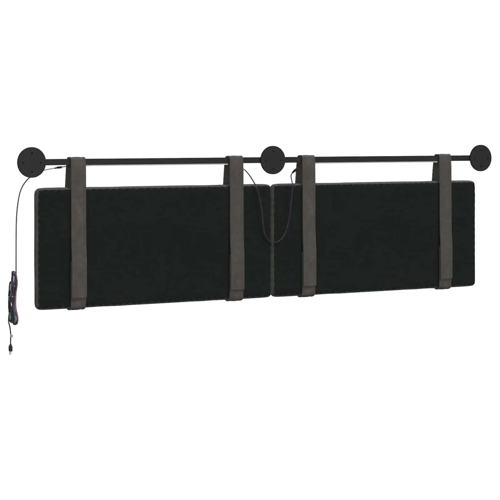 Testiera sospesa Con luce LED Nero PU Antico