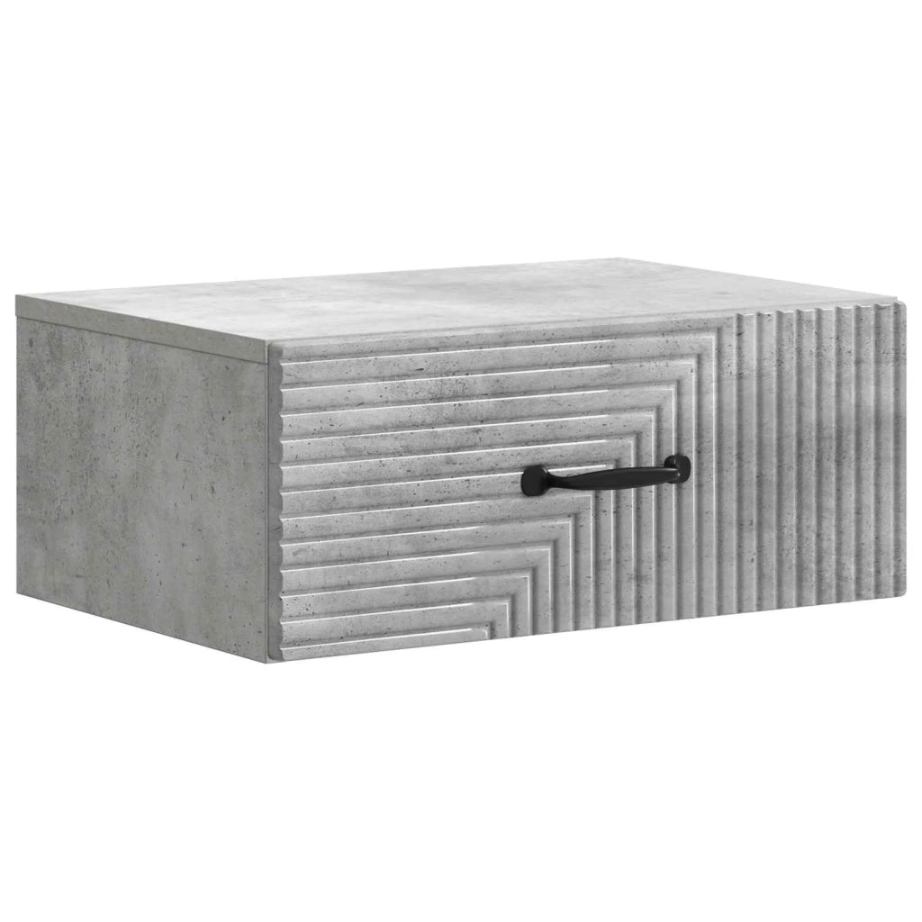 Mobiletto da notte a muro con cassetto 2 pcs Grigio Cemento