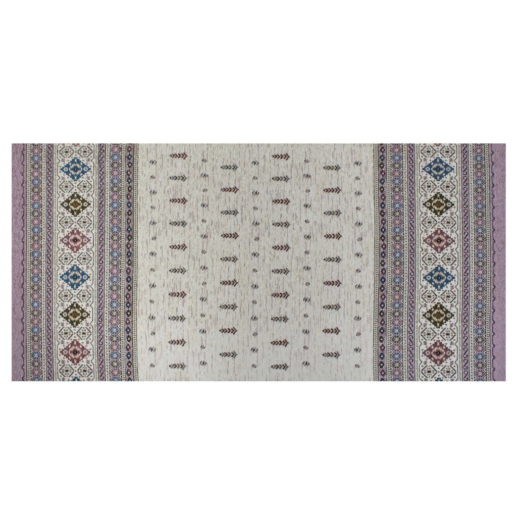 Tappeto Arredo Moderno Morbido in Ciniglia Ingresso Antiscivolo Prodotto Italiano  Soggiorno Camera Salotto Disegni Piazzati Cotone Varie Misure Grande Loom/Prugna - 65x175 cm