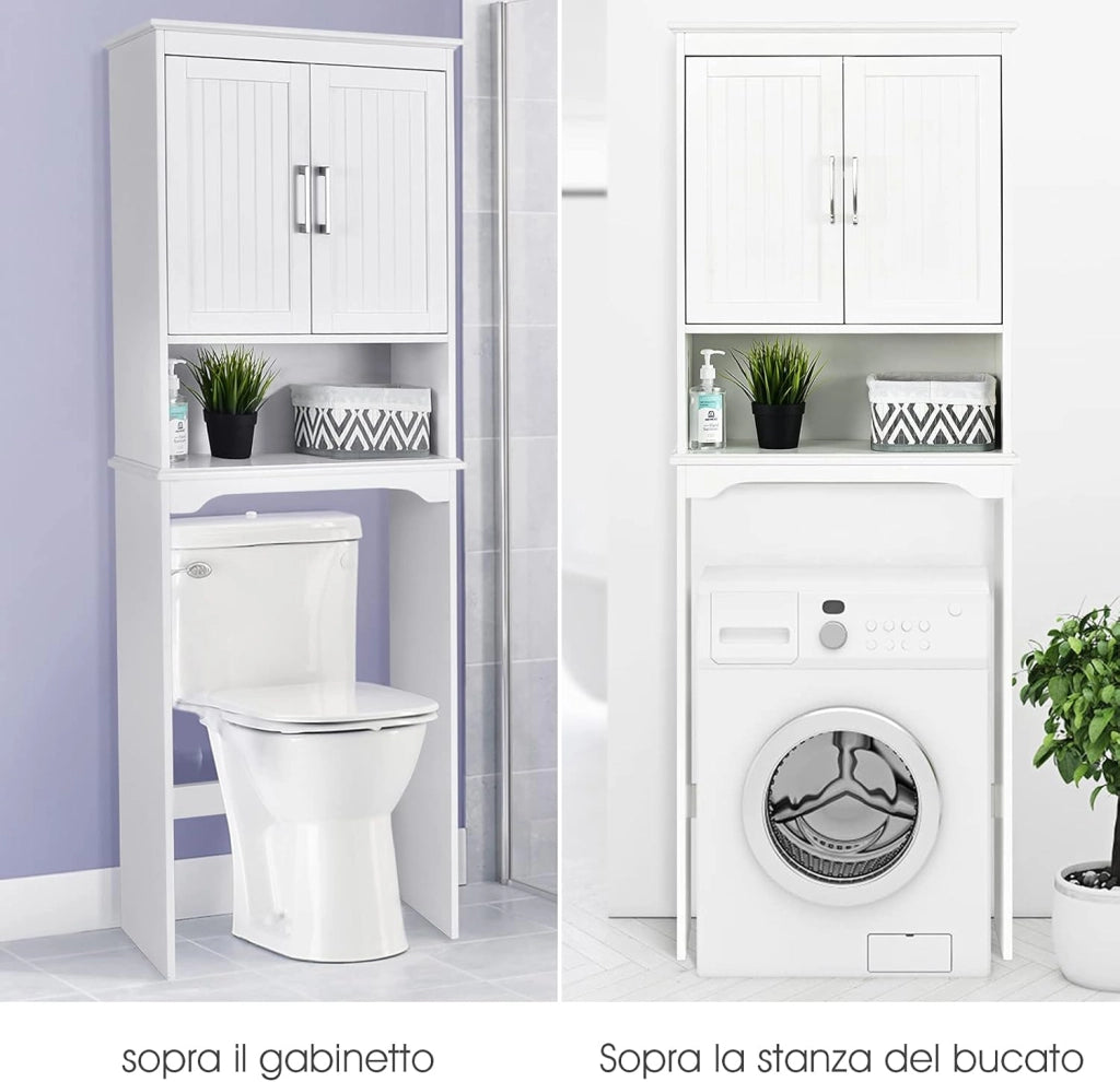 Mobile per Lavatrice, Mobile Salva Spazio Sopra WC, Organizer Bagno con 3 Mensole, Scaffale Bagno con Mensole Regolabile