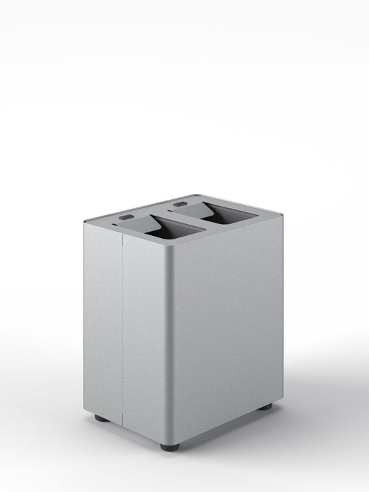 Pattumiera a 2 Scomparti Totale 16 L 33x25,5x39 cm con Contenitori Interni in Acciaio Verniciato Grigio