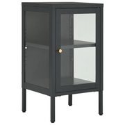 Credenza | Madia | Buffet da pranzo | Armadio da pranzo Antracite 38x35x70 cm in Acciaio e Vetro
