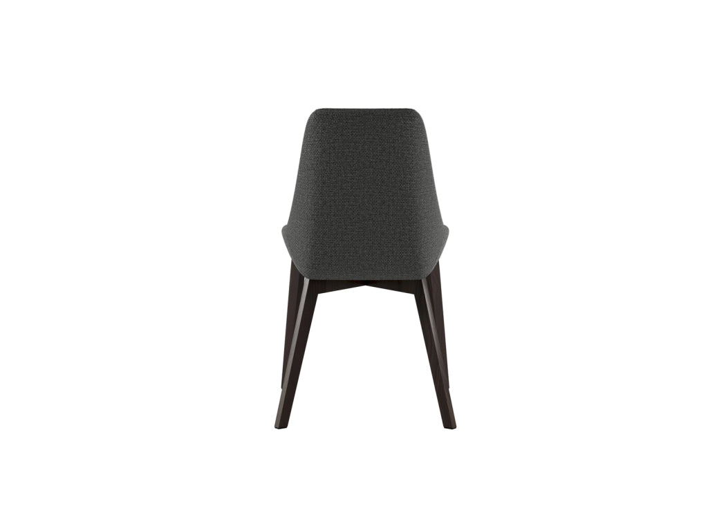 Sedia Vera da pranzo con seduta e schienale in tessuto grigio scuro e struttura in legno massello di noce - Design classico contemporaneo