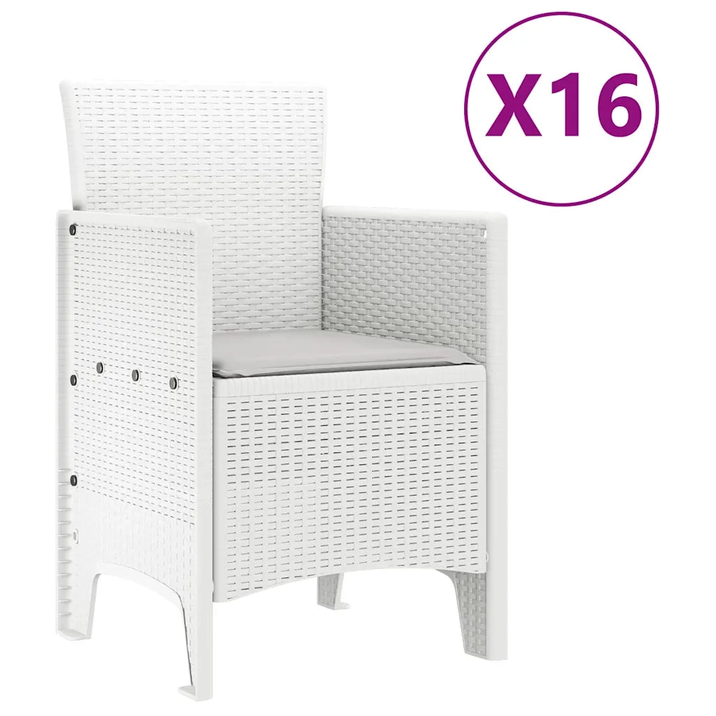 Set da pranzo da giardino con cuscini 17 pcs Bianco PP