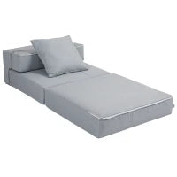 Poltrona letto convertibile singola poltrona 1 posto con 1 cuscino removibile, tessuto grigio chiaro