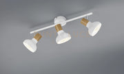 LATIKA BARRA 3 SPOTS METALLO BIANCO ED EFFETTO LEGNO L. 47CM ATTACCO E14