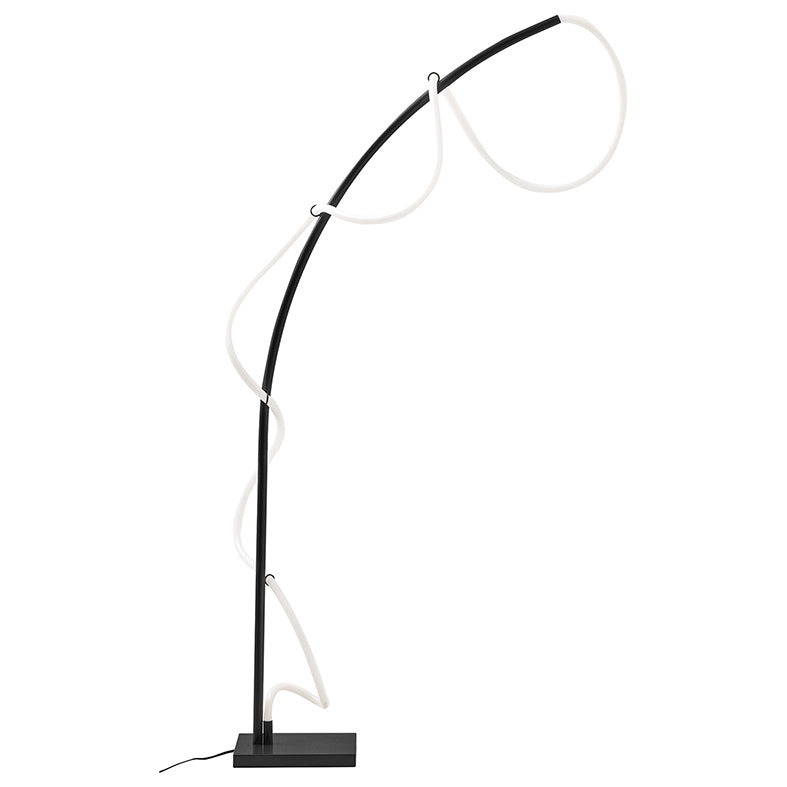 STRING Piantana LED da Terra 50W 3000K Colore Nero Opaco - Design Moderno a 360 Gradi per Interni - Lampada in Metallo e Silicone - Rossini