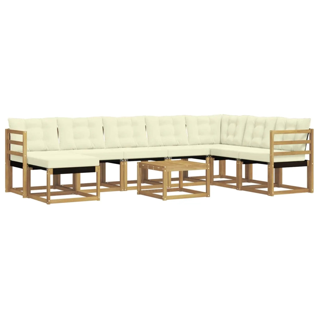 Set di divani da esterno con cuscino 9 pcs Bianco e Crema 3389776