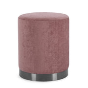 Pouf Rotondo Imbottito in Tessuto con Base in Acciaio - LEE