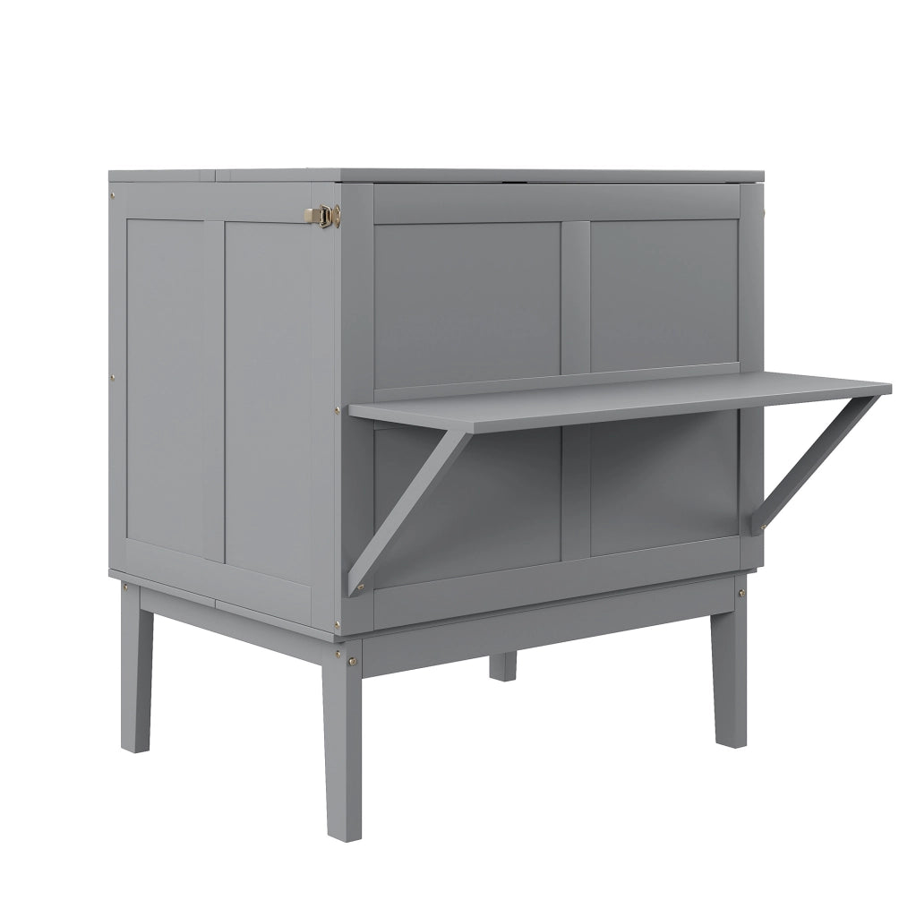 Letto a scomparsa verticale 90x200 cm grigio; struttura salvaspazio in legno