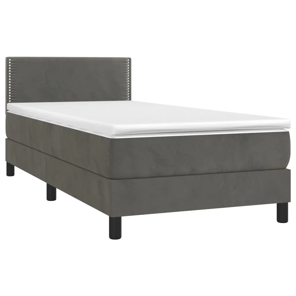 Giroletto a Molle con Materasso-Struttura Letto Grigio Scuro 100x200 cm Velluto 392759