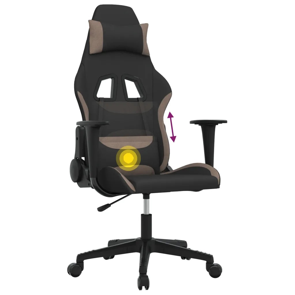 vidaXL Sedia da Gaming Nero e Tortora in Tessuto