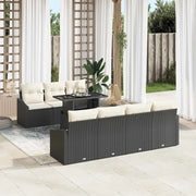 Set Divano da Giardino con cuscino 8 pcs Nero polyrattan 3357680