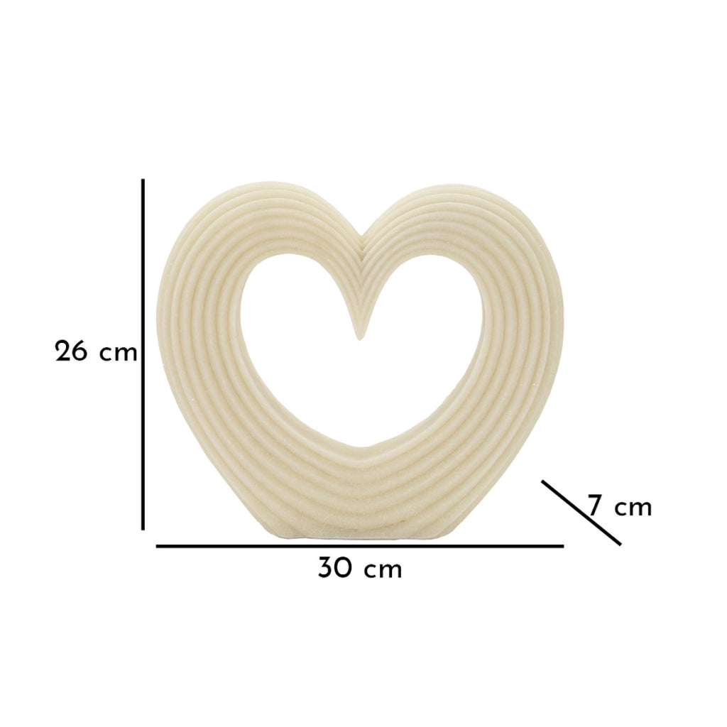 Scultura Cuore 12, Bianco, Poliresina, 30x7x26 cm