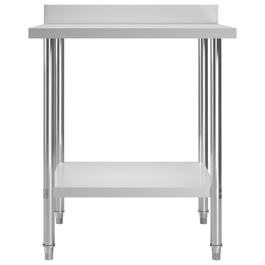 Tavolo da lavoro da cucina con alzatina 80 x 60 x 93 cm acciaio inox 02_0001909