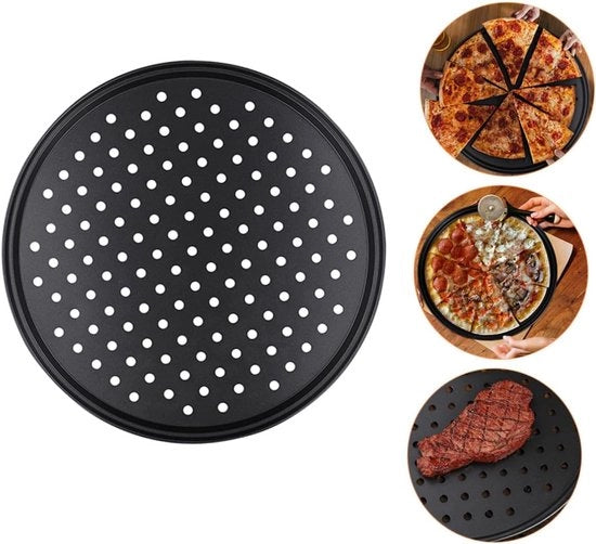 Piatti per pizza rotondi - piatti per pizza - rotondi - perforati - antiaderenti (diametro 32 cm)