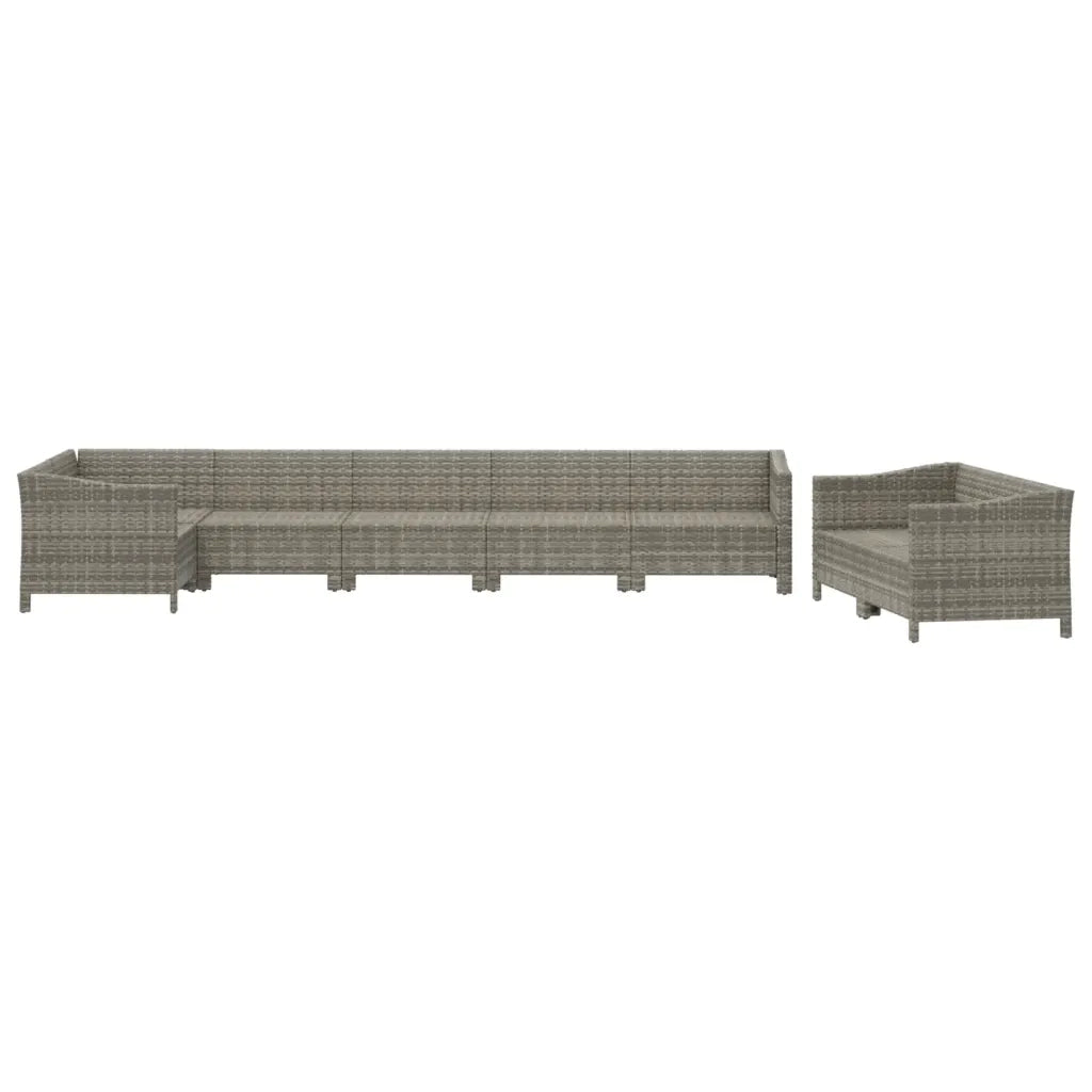 Set Divani da Giardino 8 pz con Cuscini in Polyrattan Grigio 3187289