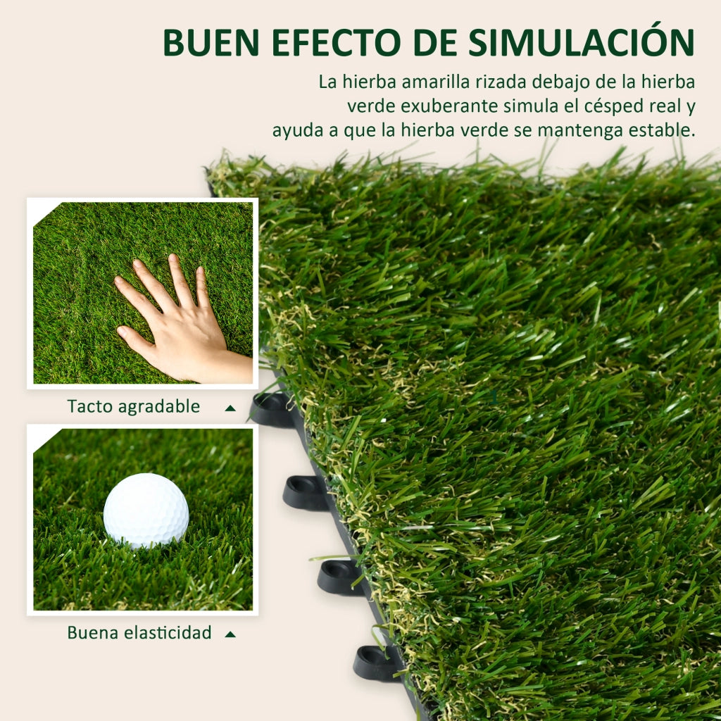 Tappeto Erba Sintetica ¨C Xylo ¨C 10 Pezzi 30x30cm Verde Scuro Anti-UV Altezza 25mm