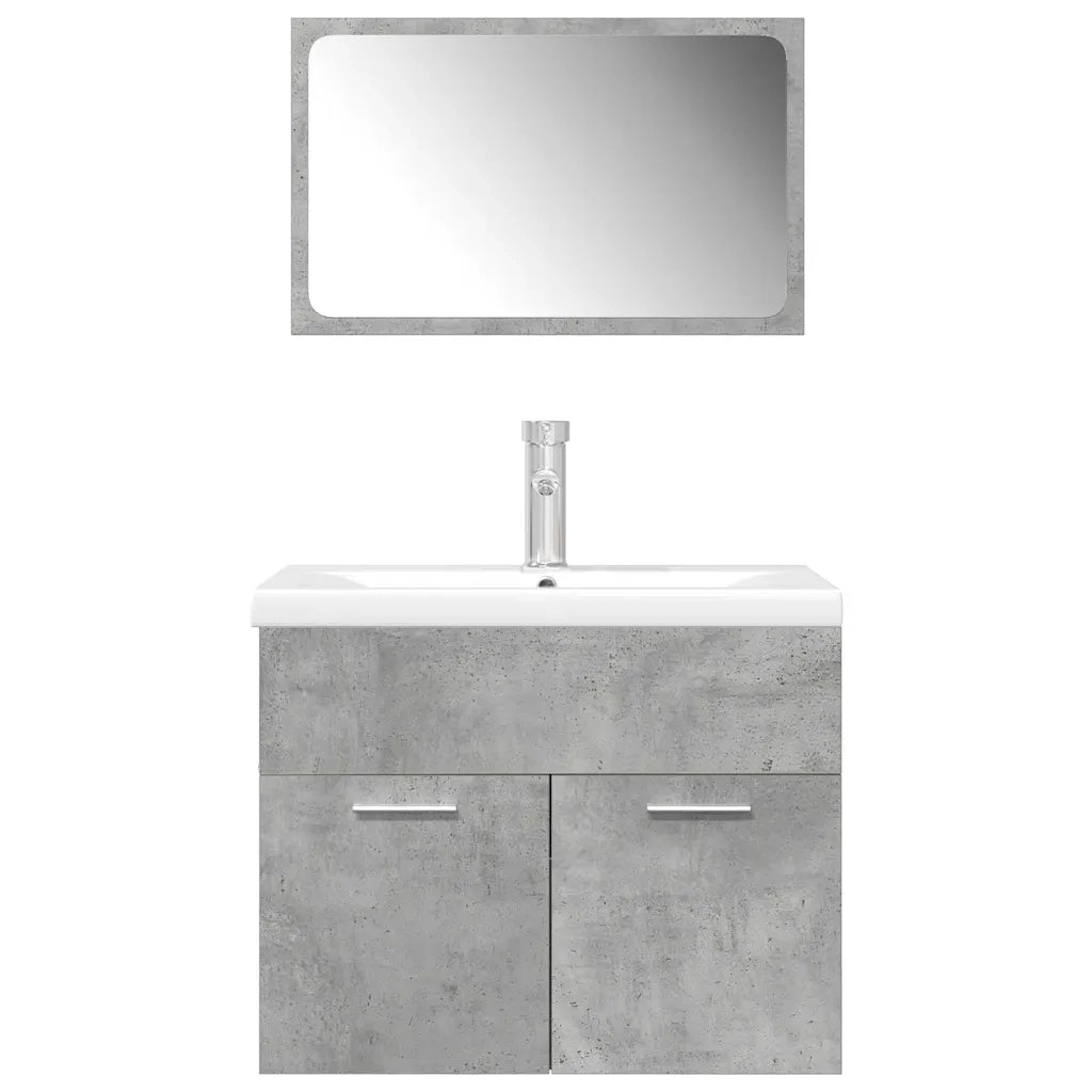 Set Mobili da Bagno 3 pz Grigio Cemento in Legno Multistrato 3324893