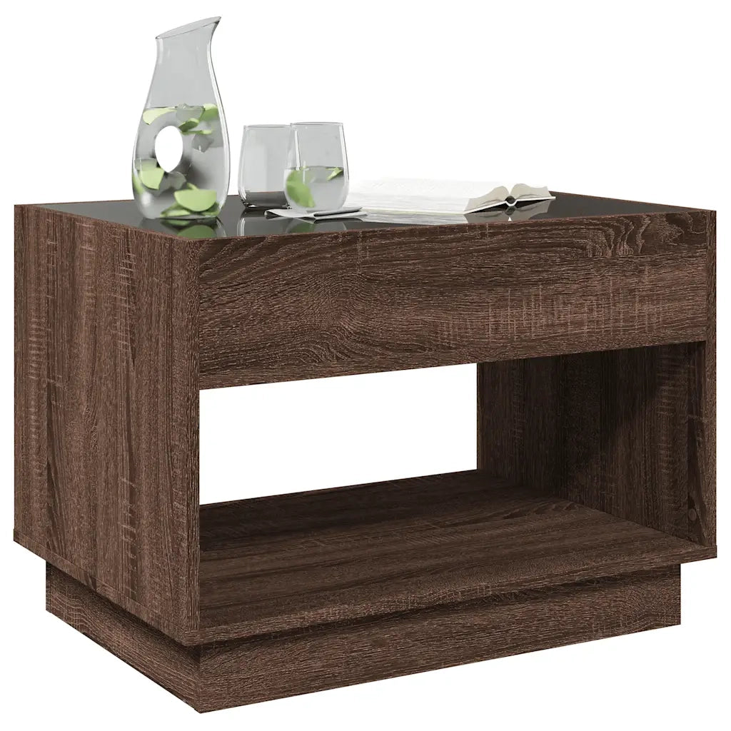 Tavolino da Salotto con LED Infinity Rovere Marrone 70x50x50 cm 847664