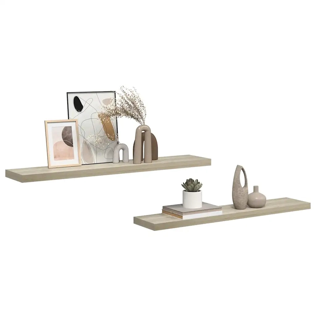 Scaffali a Parete 2 pz Rovere 120x23,5x3,8 cm in MDF cod mxl 33585