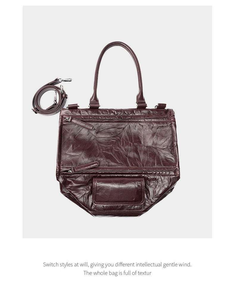 Borsa a tracolla da donna in vera pelle marrone