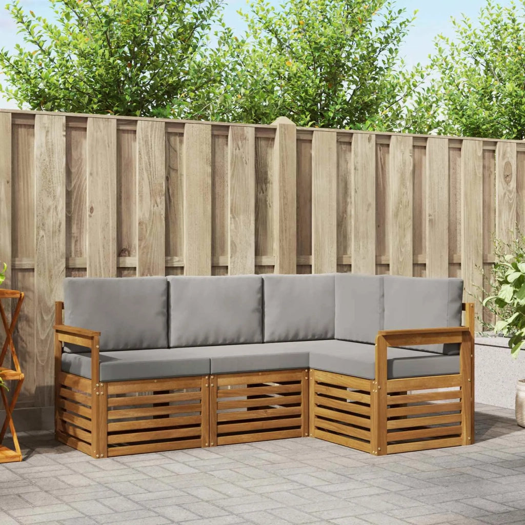 Set divani con cuscino 4 pcs Grigio Naturale e Chiaro