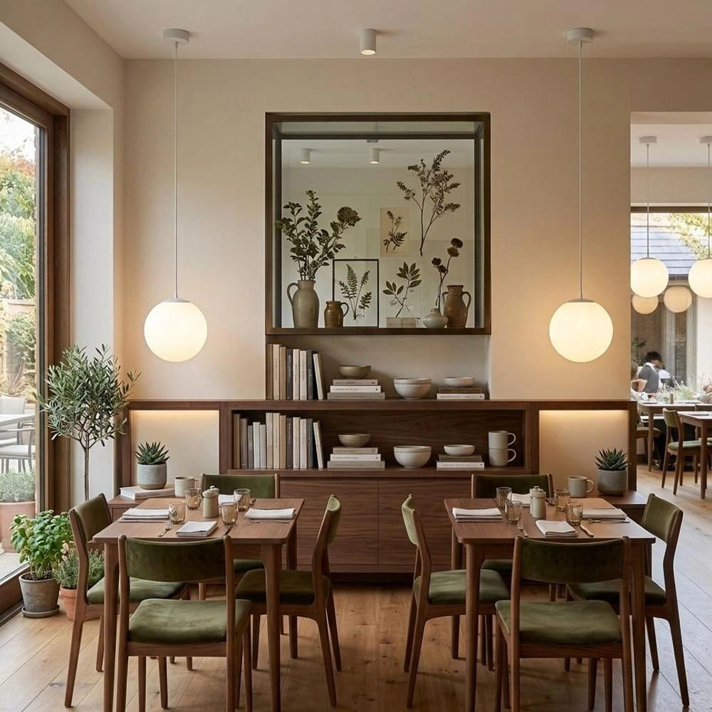 Lampadario Moderno a Sospensione Sfera Ø30 cm Bianco E27 Design Minimal per Cucina Soggiorno Sala da Pranzo