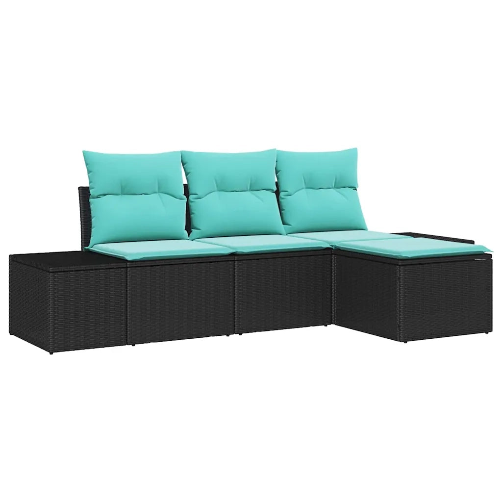 Set di divani 4 pz Nero [Sintetico]: Rattan in Polipropilene 3347016