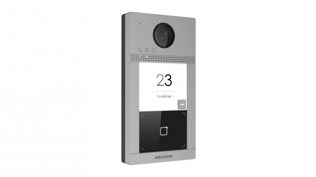 Kit videocitofono IP Hikvision DS-KIS604-P 2 Mpx con lettore mifare per sblocco serratura DS-KIS604