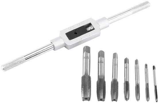 Set di attrezzi a vite M3-M12 - 7 pezzi per tappature precise - Adatto per lavorazione metallica - Strumento di precisione - Per uso professionale ...