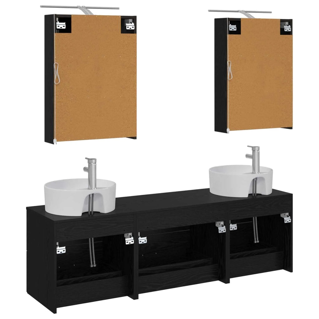 Set di mobili per il bagno 5 pcs Rovere Nero 3406872