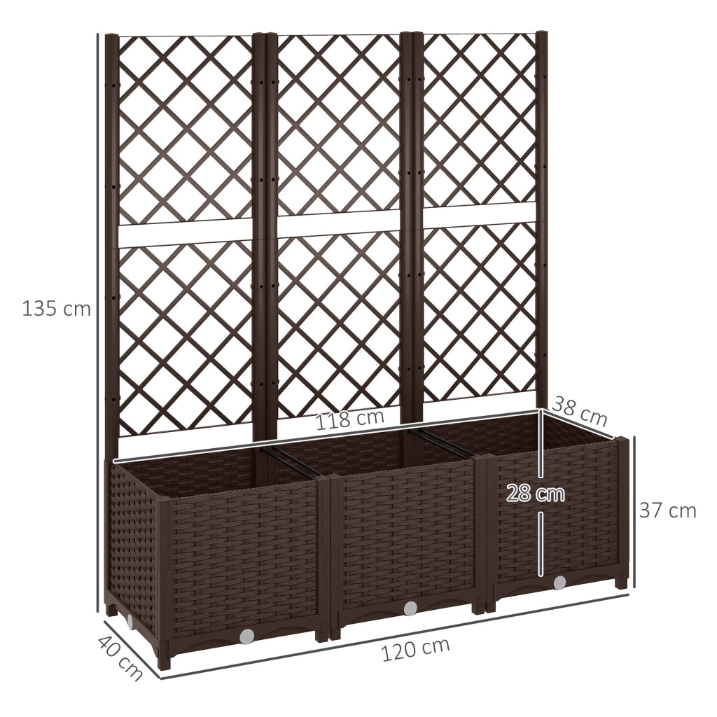 Letto da giardino sopraelevato con fioriera ¨C zephmum ¨C marrone 120x40x135 cm