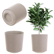 Vaso da fiori KADAX, rotondo, beige, con motivo in tessuto, 19 cm