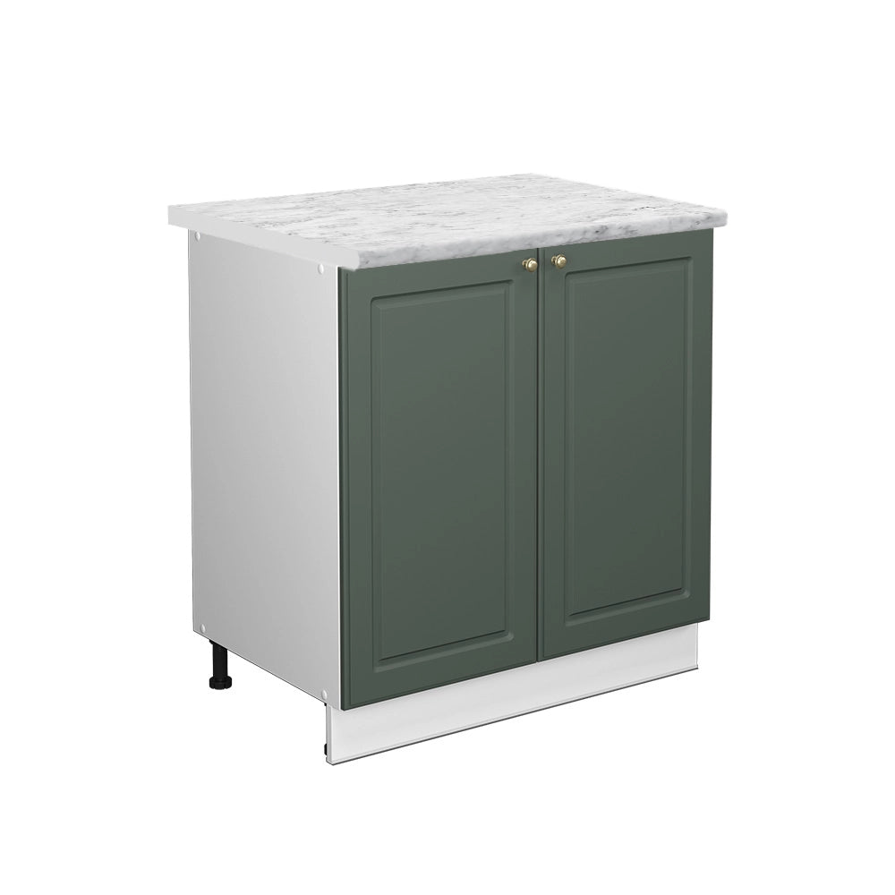 Mobile lavello cucina Fame-Line Verde-oro rustico/Bianco 80 cm con ripiano, PL Marmo Vicco